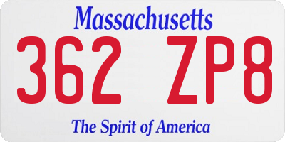 MA license plate 362ZP8