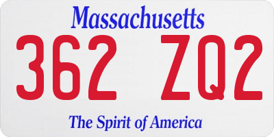 MA license plate 362ZQ2