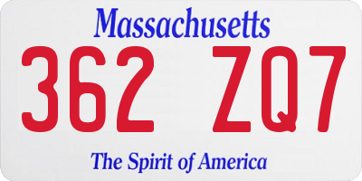 MA license plate 362ZQ7