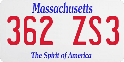 MA license plate 362ZS3