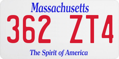 MA license plate 362ZT4