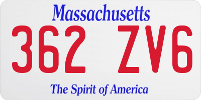 MA license plate 362ZV6