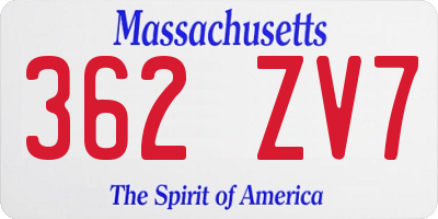 MA license plate 362ZV7