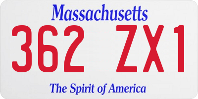 MA license plate 362ZX1