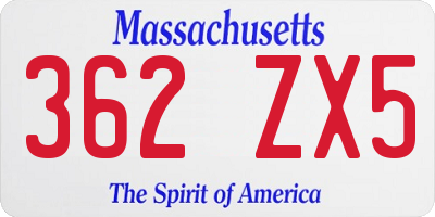 MA license plate 362ZX5