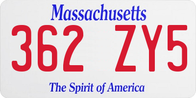 MA license plate 362ZY5