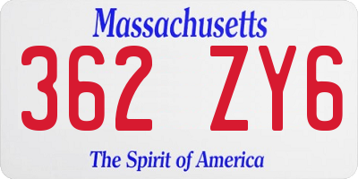 MA license plate 362ZY6