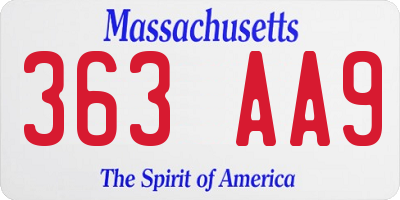 MA license plate 363AA9