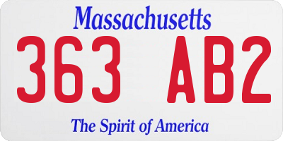 MA license plate 363AB2