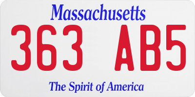 MA license plate 363AB5