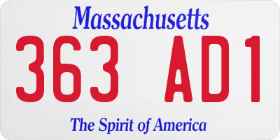 MA license plate 363AD1