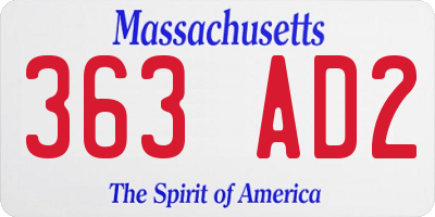 MA license plate 363AD2