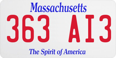 MA license plate 363AI3