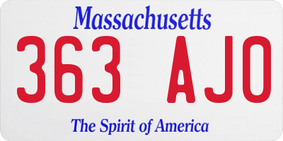 MA license plate 363AJ0