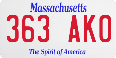 MA license plate 363AK0