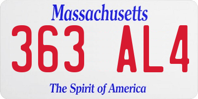 MA license plate 363AL4