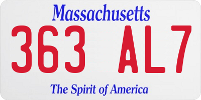 MA license plate 363AL7