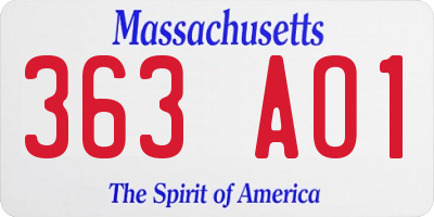 MA license plate 363AO1
