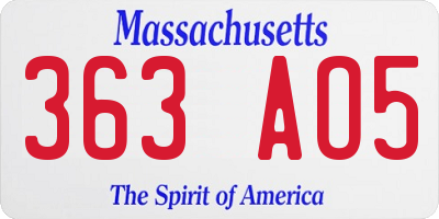 MA license plate 363AO5