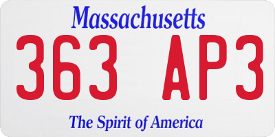 MA license plate 363AP3