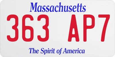 MA license plate 363AP7