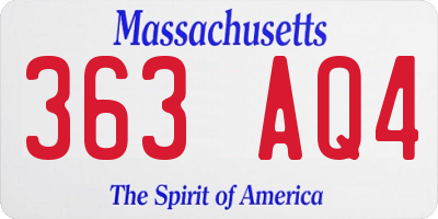 MA license plate 363AQ4
