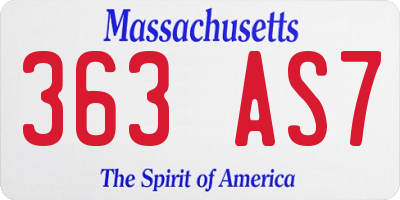 MA license plate 363AS7