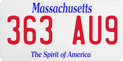 MA license plate 363AU9