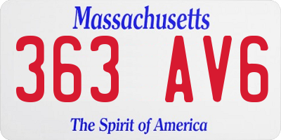 MA license plate 363AV6