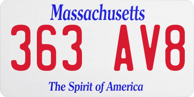 MA license plate 363AV8