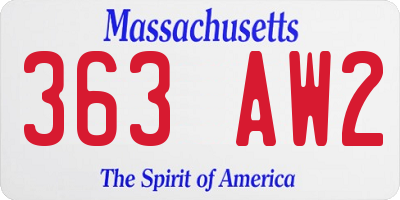 MA license plate 363AW2