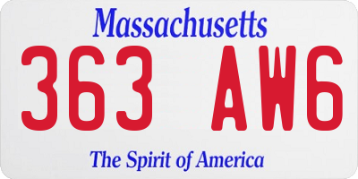 MA license plate 363AW6