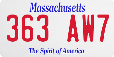 MA license plate 363AW7