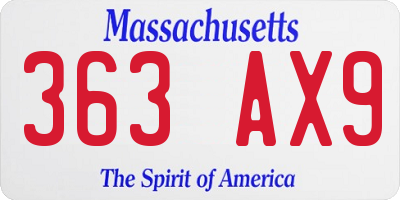 MA license plate 363AX9