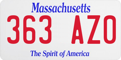 MA license plate 363AZ0