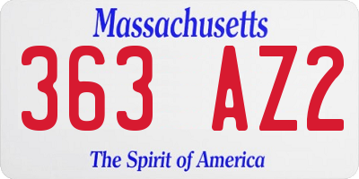 MA license plate 363AZ2