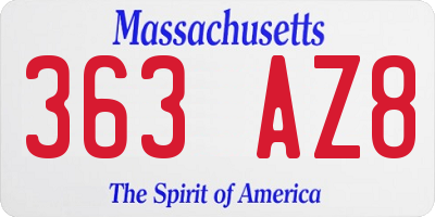 MA license plate 363AZ8