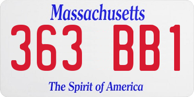 MA license plate 363BB1
