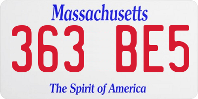 MA license plate 363BE5