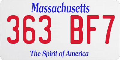 MA license plate 363BF7
