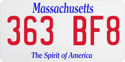 MA license plate 363BF8