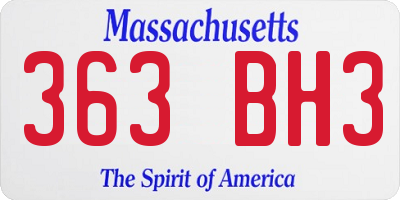 MA license plate 363BH3