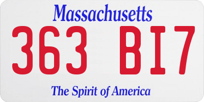 MA license plate 363BI7
