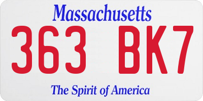 MA license plate 363BK7