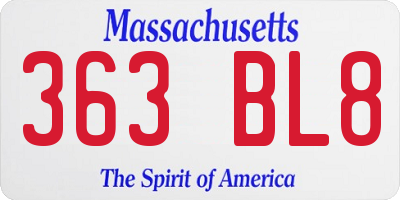 MA license plate 363BL8