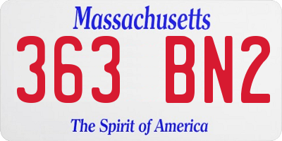 MA license plate 363BN2