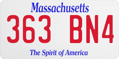 MA license plate 363BN4