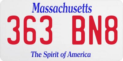 MA license plate 363BN8
