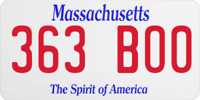 MA license plate 363BO0