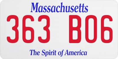 MA license plate 363BO6